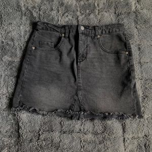 Faded Black Denim Mini Skirt